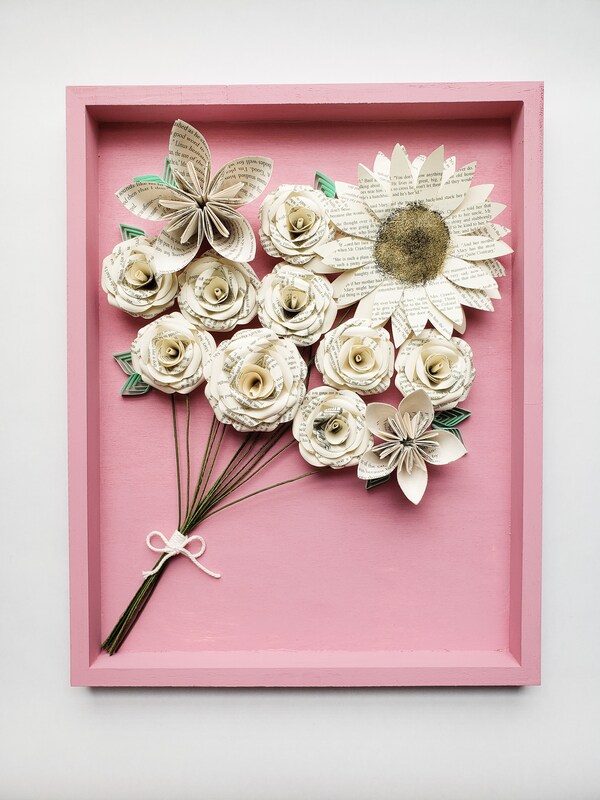 Large Framed Paper Flower Art - Bouquet